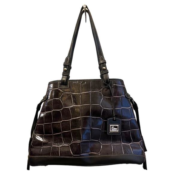 Dooney & Bourke Vintage Croco Embossed Leather Satchel - Picture 1 of 8